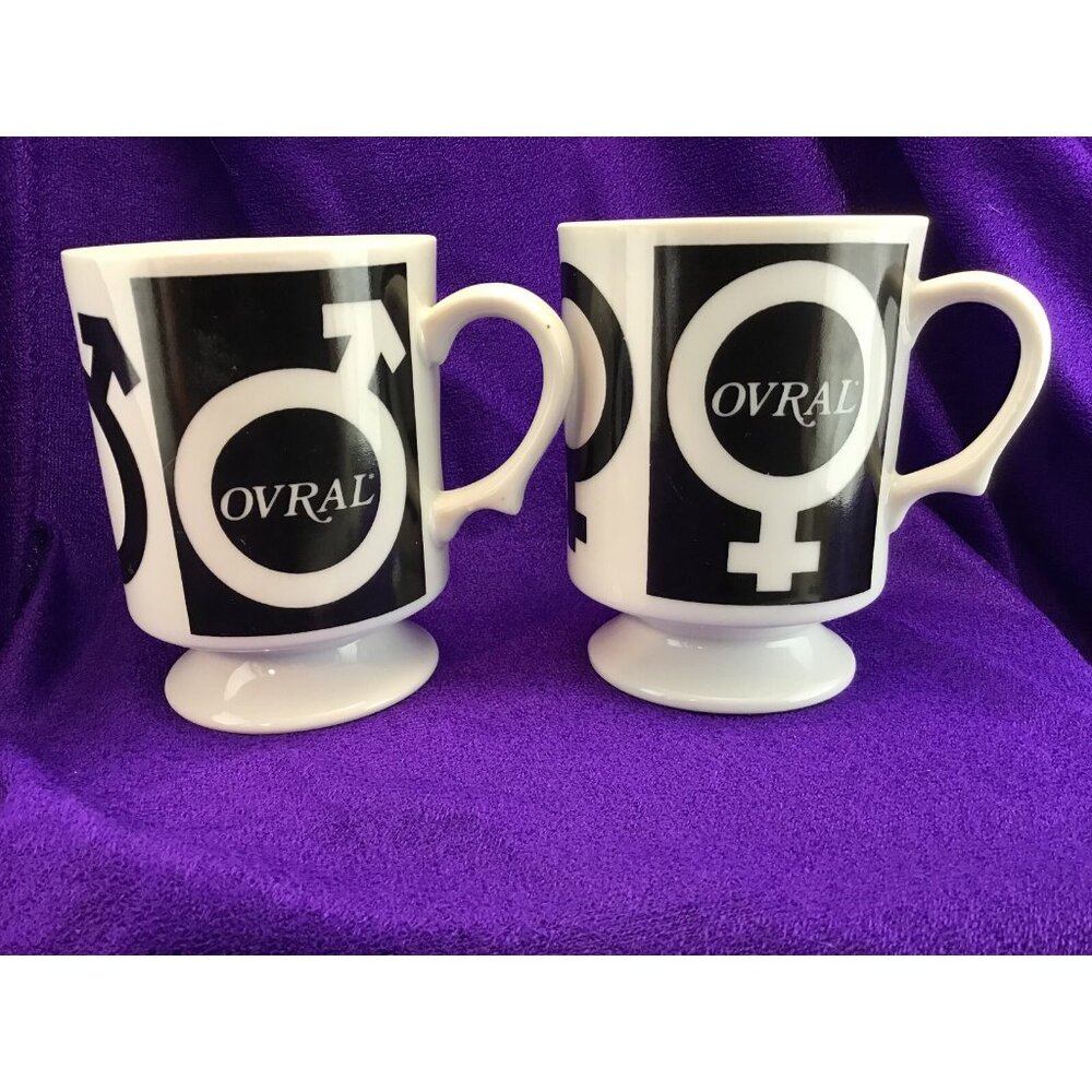 2 Ovral Birth Control Advertising Mugs Cups Pharmaceutical Advertising The Pill